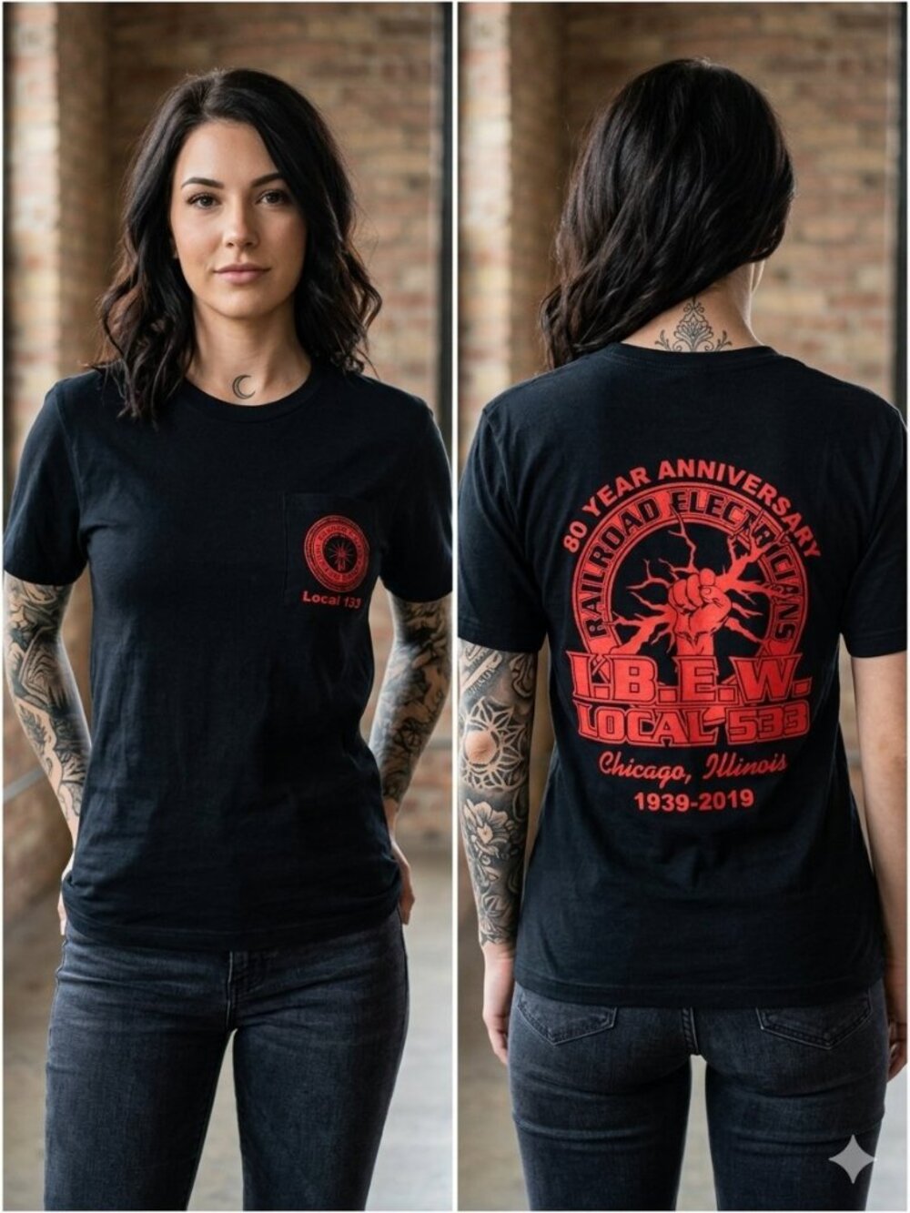 Vintage IBEW Local 533 Railroad Electricians 80th Anniversary Tee